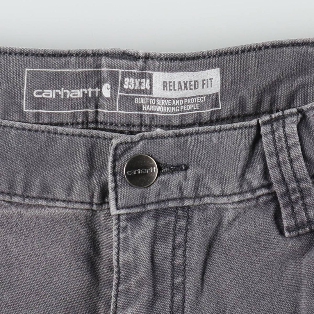 Carhartt Relaxed Fit Duck Work Pants Cargo Pants Men's W34 (approx.) cotton Charcoal Vintage Second Hand