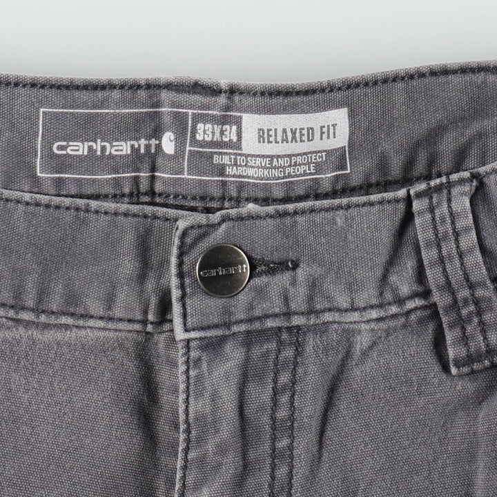 Carhartt Relaxed Fit Duck Work Pants Cargo Pants Men's W34 (approx.) cotton Charcoal Vintage Second Hand