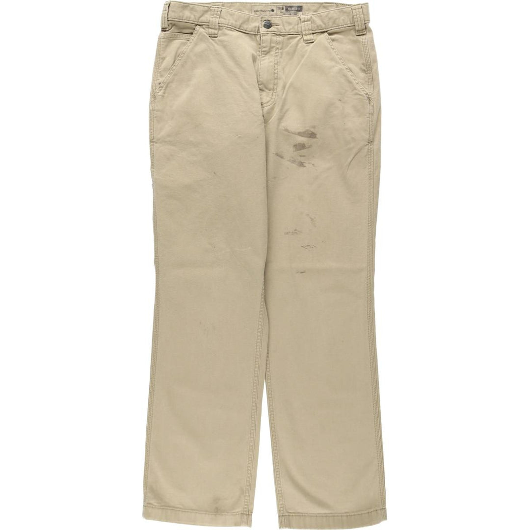Carhartt Relaxed Fit Duck Work Pants, Men's, W34 equivalent cotton Khaki type beige Vintage Second Hand