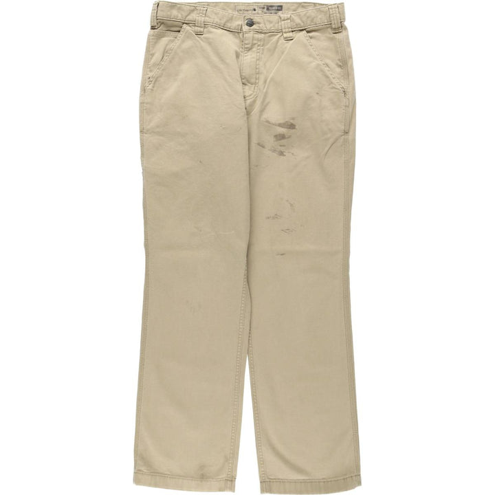 Carhartt Relaxed Fit Duck Work Pants, Men's, W34 equivalent cotton Khaki type beige Vintage Second Hand