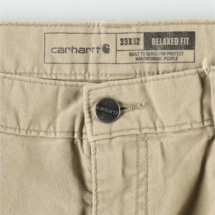 Carhartt Relaxed Fit Duck Work Pants, Men's, W34 equivalent cotton Khaki type beige Vintage Second Hand
