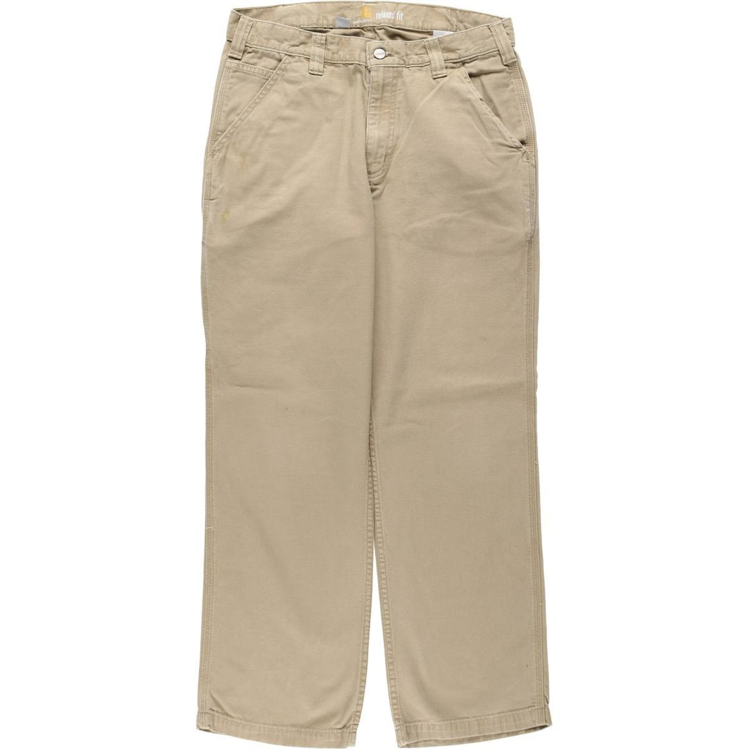 Carhartt Relaxed Fit Duck Work Pants, Men's W33 (approx.) cotton Khaki type beige Vintage Second Hand