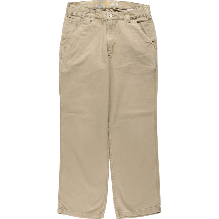 Carhartt Relaxed Fit Duck Work Pants, Men's W33 (approx.) cotton Khaki type beige Vintage Second Hand
