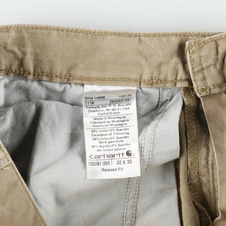 Carhartt Relaxed Fit Duck Work Pants, Men's W33 (approx.) cotton Khaki type beige Vintage Second Hand