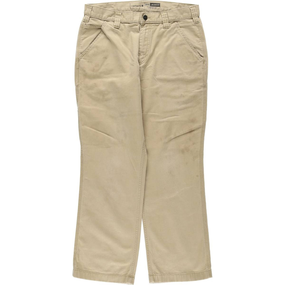 Carhartt Relaxed Fit Duck Work Pants, Men's W32 (approx.) cotton Khaki type beige Vintage Second Hand