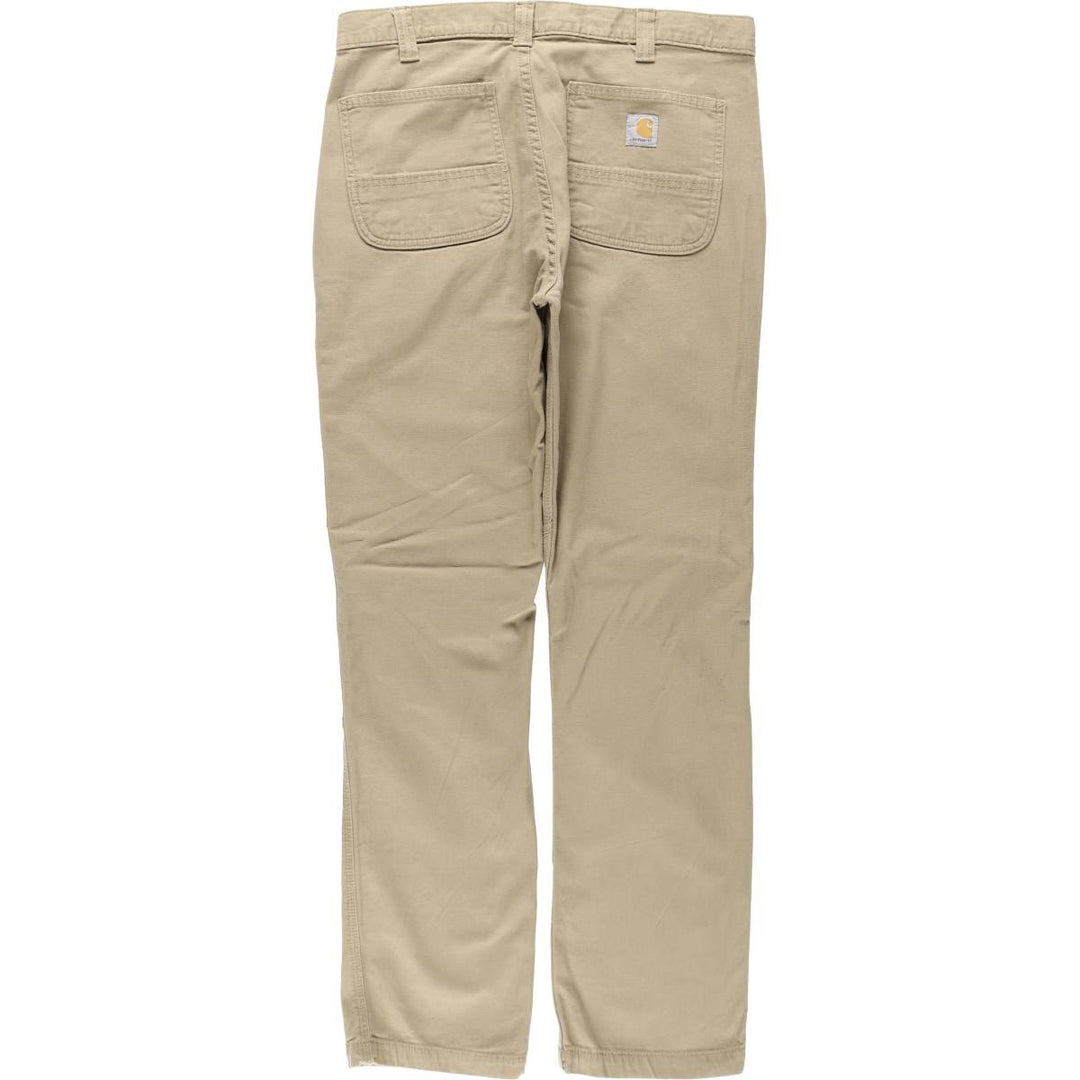 Carhartt Straight Fit Duck Work Pants, Men's Size W34 (approx.) cotton Khaki type beige Vintage Second Hand