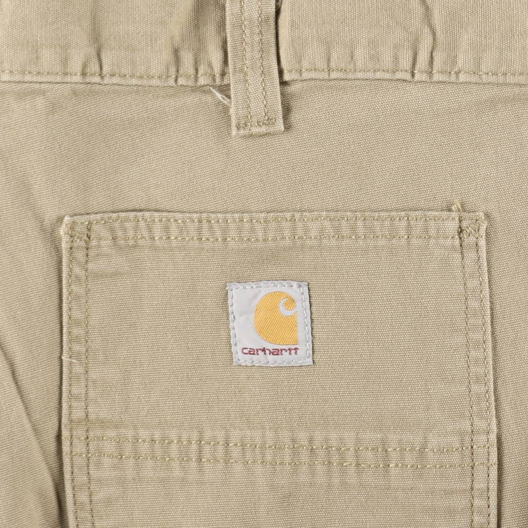 Carhartt Straight Fit Duck Work Pants, Men's Size W34 (approx.) cotton Khaki type beige Vintage Second Hand