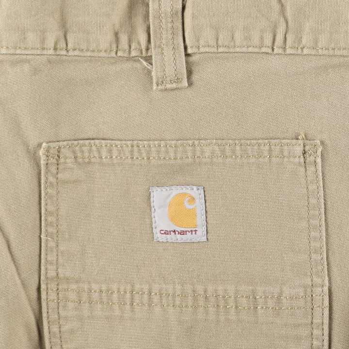 Carhartt Straight Fit Duck Work Pants, Men's Size W34 (approx.) cotton Khaki type beige Vintage Second Hand
