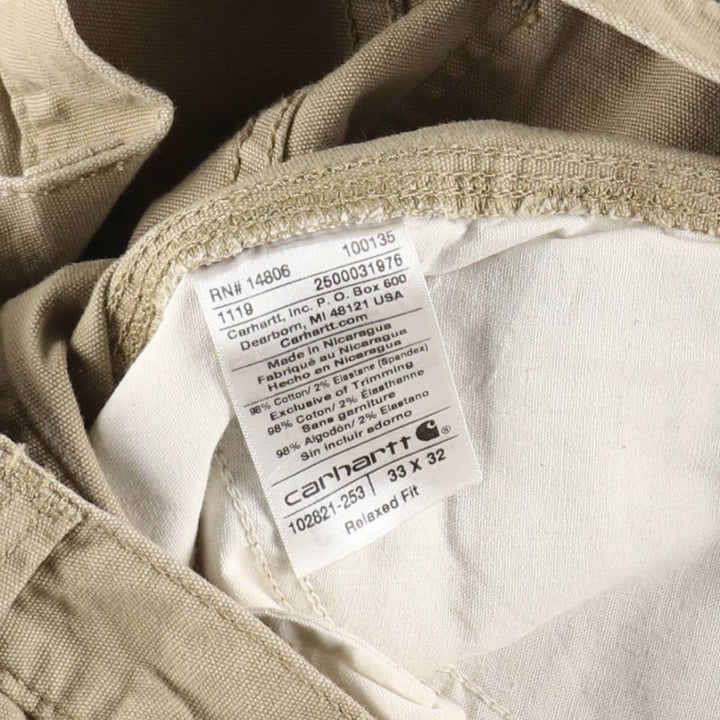 Carhartt Straight Fit Duck Work Pants, Men's Size W34 (approx.) cotton Khaki type beige Vintage Second Hand