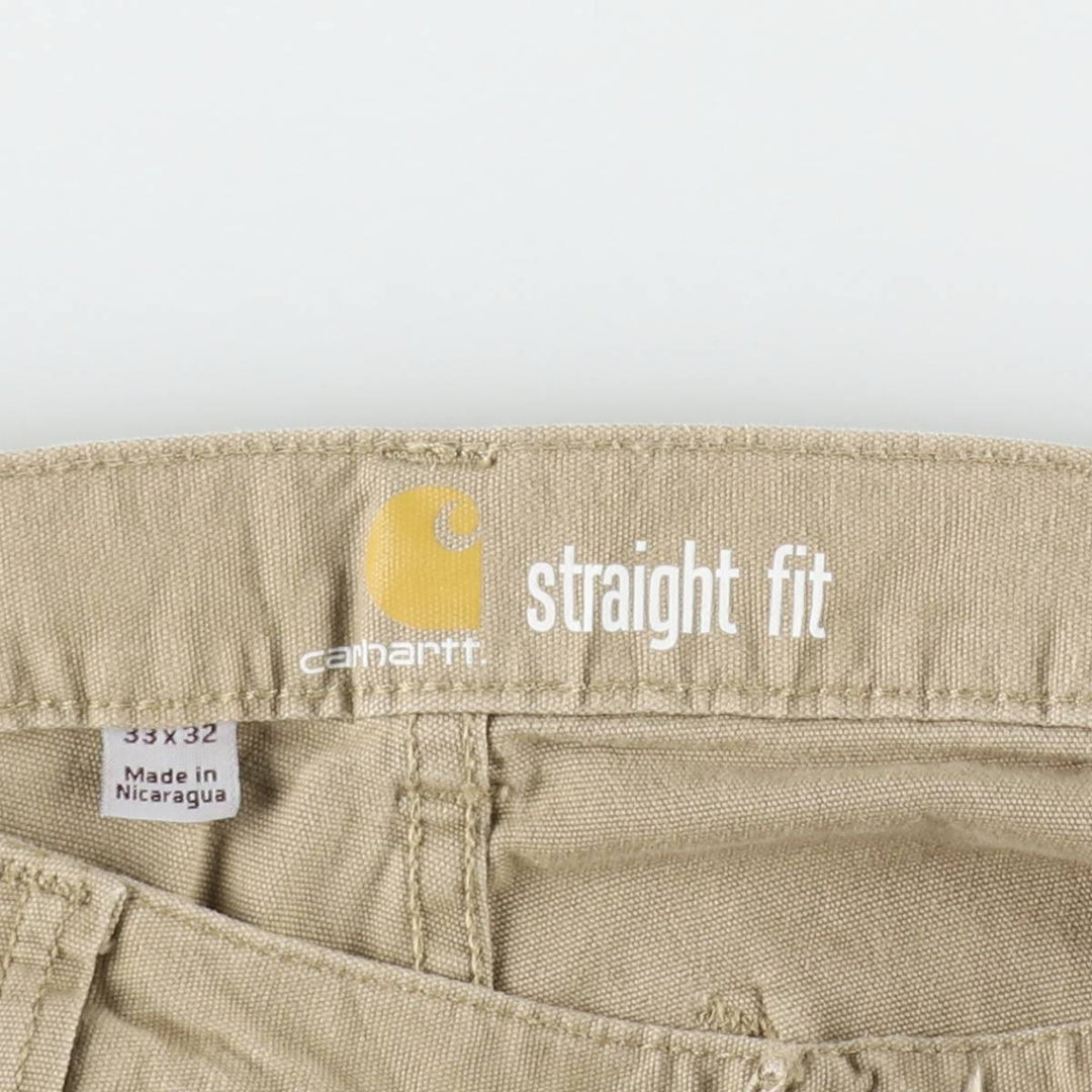 Carhartt Straight Fit Duck Work Pants, Men's Size W34 (approx.) cotton Khaki type beige Vintage Second Hand