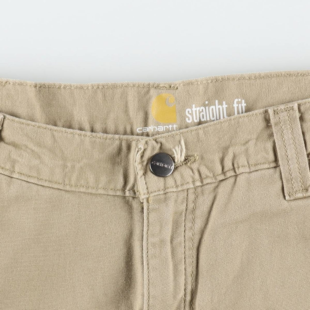 Carhartt Straight Fit Duck Work Pants, Men's Size W34 (approx.) cotton Khaki type beige Vintage Second Hand