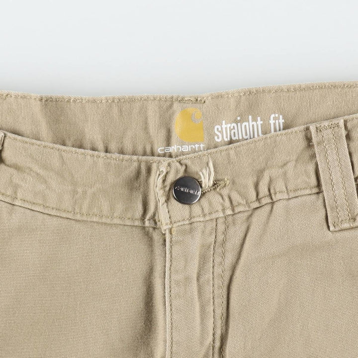 Carhartt Straight Fit Duck Work Pants, Men's Size W34 (approx.) cotton Khaki type beige Vintage Second Hand