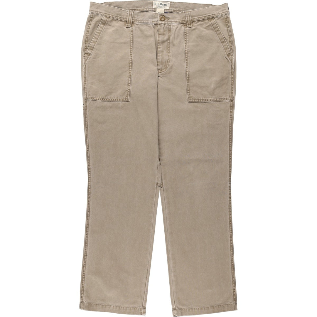 1990'S LLBean Standard Fit Duck Work Pants, Men's Size W37 (approx.), Vintage cotton Beige type Vintage Second Hand