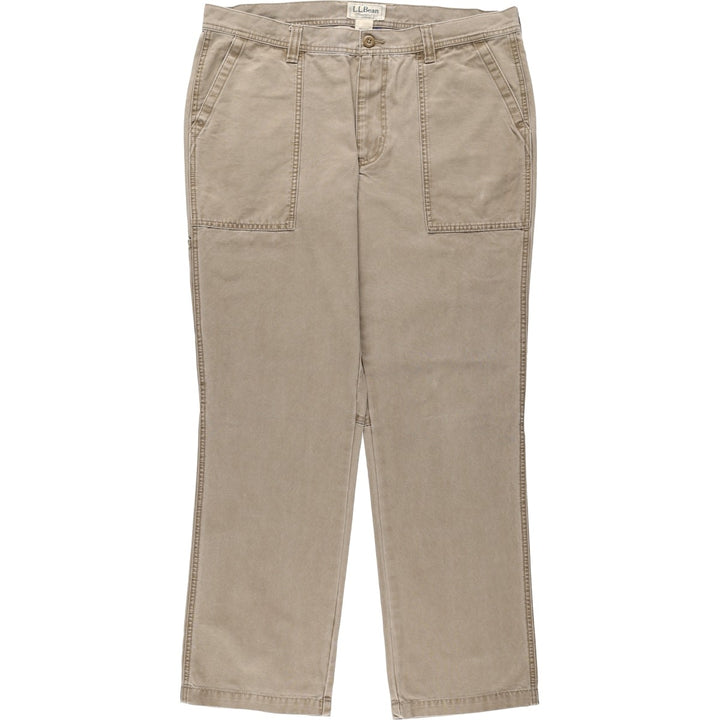 1990'S LLBean Standard Fit Duck Work Pants, Men's Size W37 (approx.), Vintage cotton Beige type Vintage Second Hand