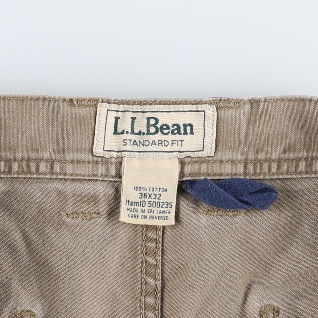 1990'S LLBean Standard Fit Duck Work Pants, Men's Size W37 (approx.), Vintage cotton Beige type Vintage Second Hand