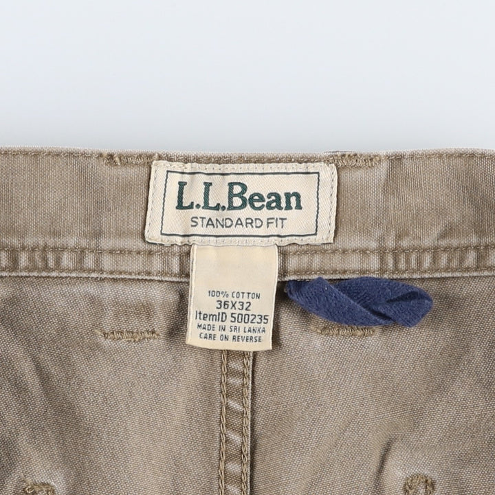 1990'S LLBean Standard Fit Duck Work Pants, Men's Size W37 (approx.), Vintage cotton Beige type Vintage Second Hand