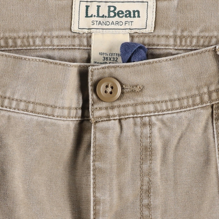 1990'S LLBean Standard Fit Duck Work Pants, Men's Size W37 (approx.), Vintage cotton Beige type Vintage Second Hand