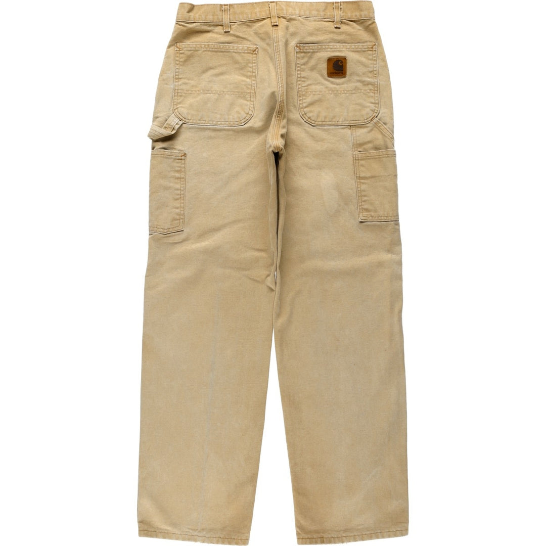 2000'S Carhartt Dungaree Fit Duck Painter Pants, Made in USA, Men's Size W32 cotton Beige type Vintage Second Hand
