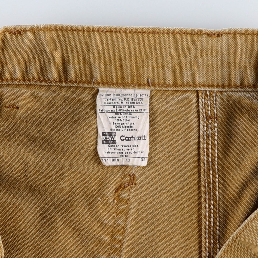 2000'S Carhartt Dungaree Fit Duck Painter Pants, Made in USA, Men's Size W32 cotton Beige type Vintage Second Hand