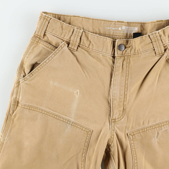 Carhartt Relaxed Fit Double Knee Duck Work Pants, Men's W32 (approx.) cotton Beige type Vintage Second Hand