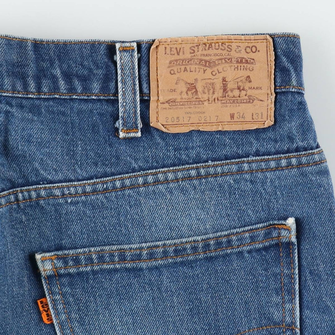 Levi's 20517 0217 Orange Tab Flare Cut Denim Pants, Made in USA, Men's W33 (approx.), Vintage cotton blue type Vintage Second Hand