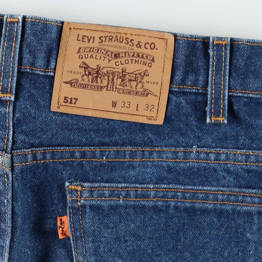1990'S Levi's 517 Orange Tab Bootcut Denim Pants, Made in USA, Men's Size W32 (approx.), Vintage cotton blue type Vintage Second Hand