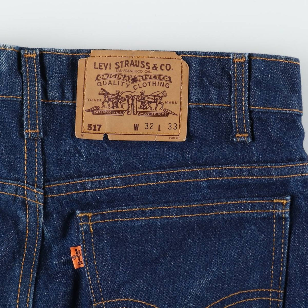 1990'S Levi's 517 Orange Tab Bootcut Denim Pants, Made in USA, Men's Size W32 (approx.), Vintage cotton blue type Vintage Second Hand
