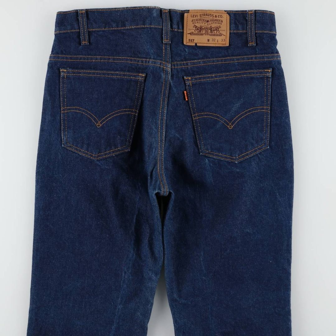 1990'S Levi's 517 Orange Tab Bootcut Denim Pants, Made in USA, Men's Size W32 (approx.), Vintage cotton blue type Vintage Second Hand