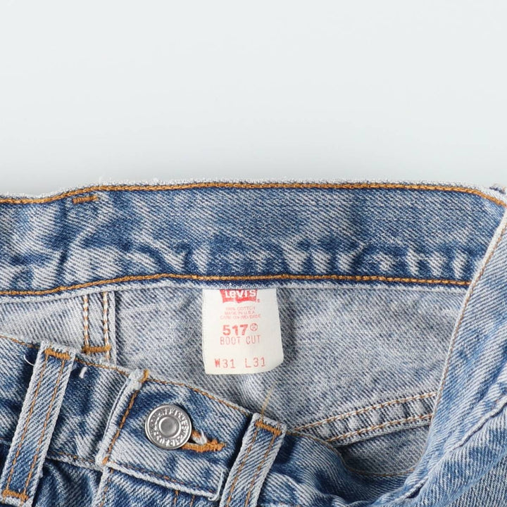 1990'S Levi's 00517-0217 Bootcut Denim Pants, Made in USA, Men's Size W30 (approx.), Vintage cotton blue type Vintage Second Hand