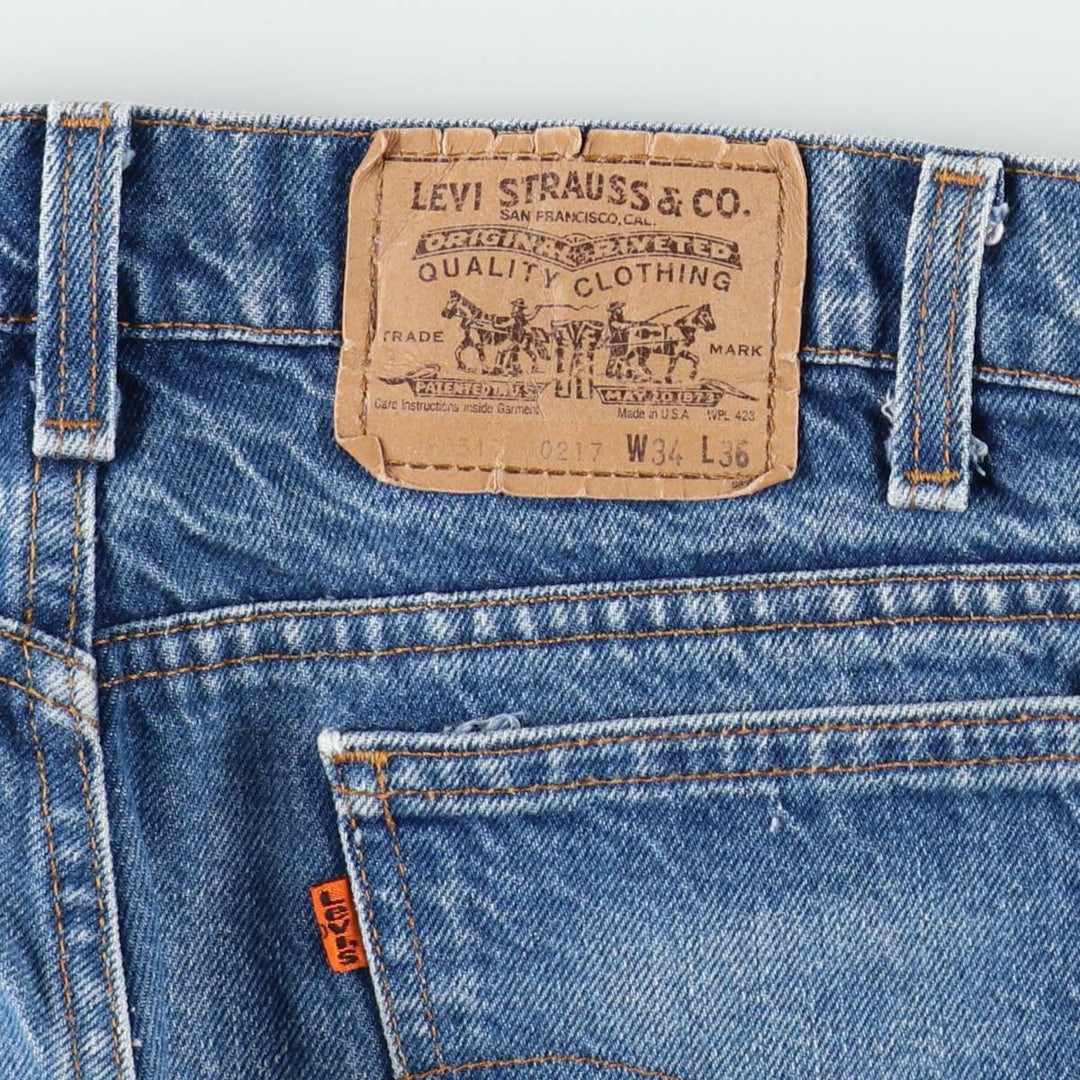 Levi's 20517-0217 Orange Tab Bootcut Denim Pants, Made in USA, Men's, Size W33, Vintage unclear blue type Vintage Second Hand