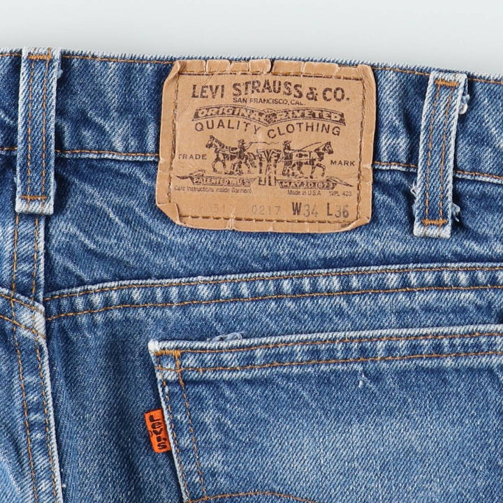Levi's 20517-0217 Orange Tab Bootcut Denim Pants, Made in USA, Men's, Size W33, Vintage unclear blue type Vintage Second Hand