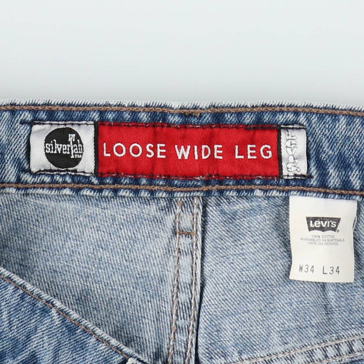 1990'S Levi's Silver Tab Loose Wide Leg Tapered Denim Pants, Men's Size W34 (approx.), Vintage cotton blue type Vintage Second Hand
