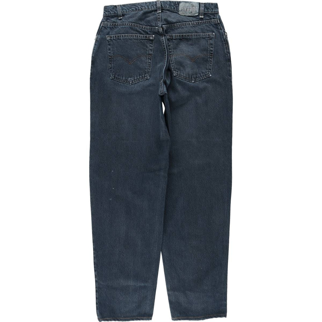 90'S Levi's Silver Tab Loose Black Denim Tapered Jeans, Made in USA, Men's W32 (approx.), Vintage cotton navy blue type Vintage Second Hand