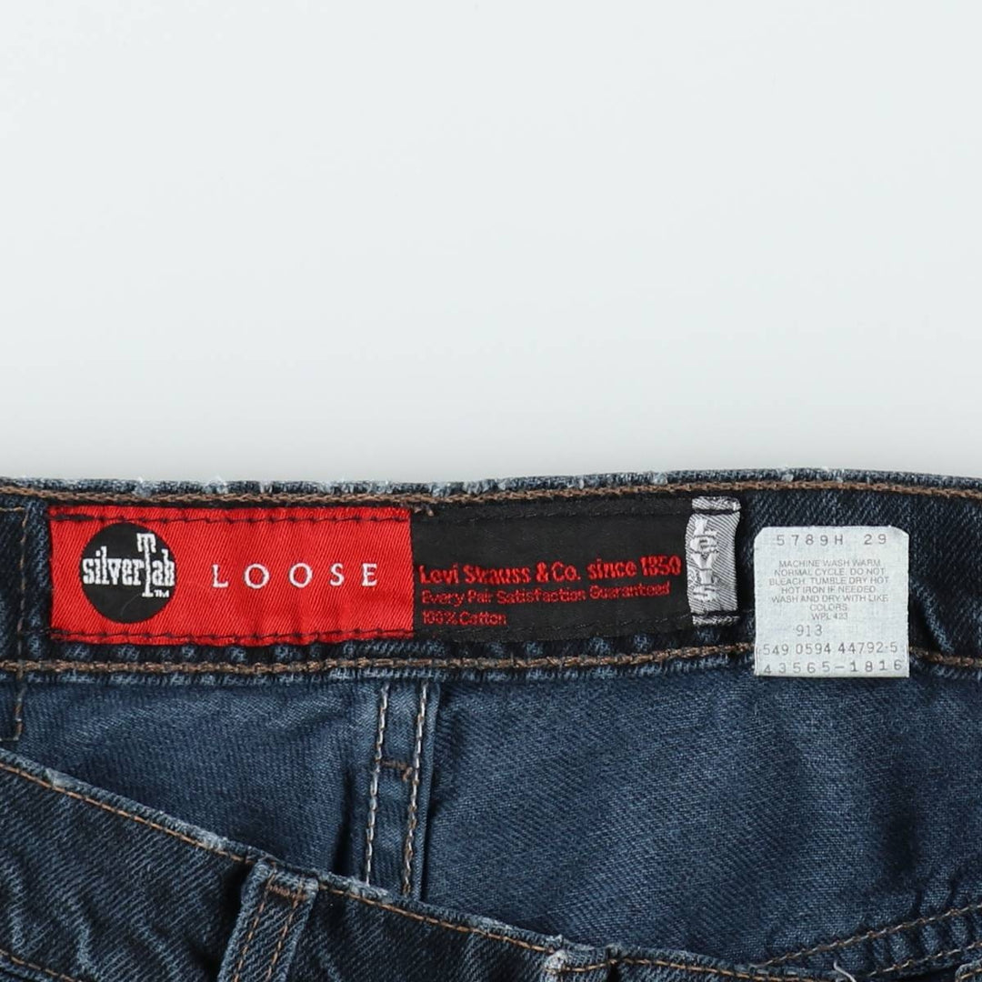 90'S Levi's Silver Tab Loose Black Denim Tapered Jeans, Made in USA, Men's W32 (approx.), Vintage cotton navy blue type Vintage Second Hand