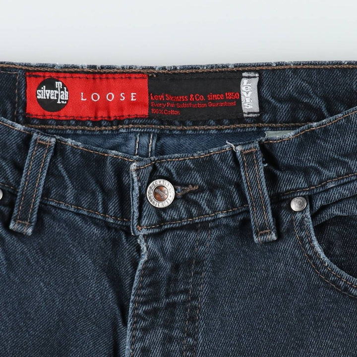 90'S Levi's Silver Tab Loose Black Denim Tapered Jeans, Made in USA, Men's W32 (approx.), Vintage cotton navy blue type Vintage Second Hand