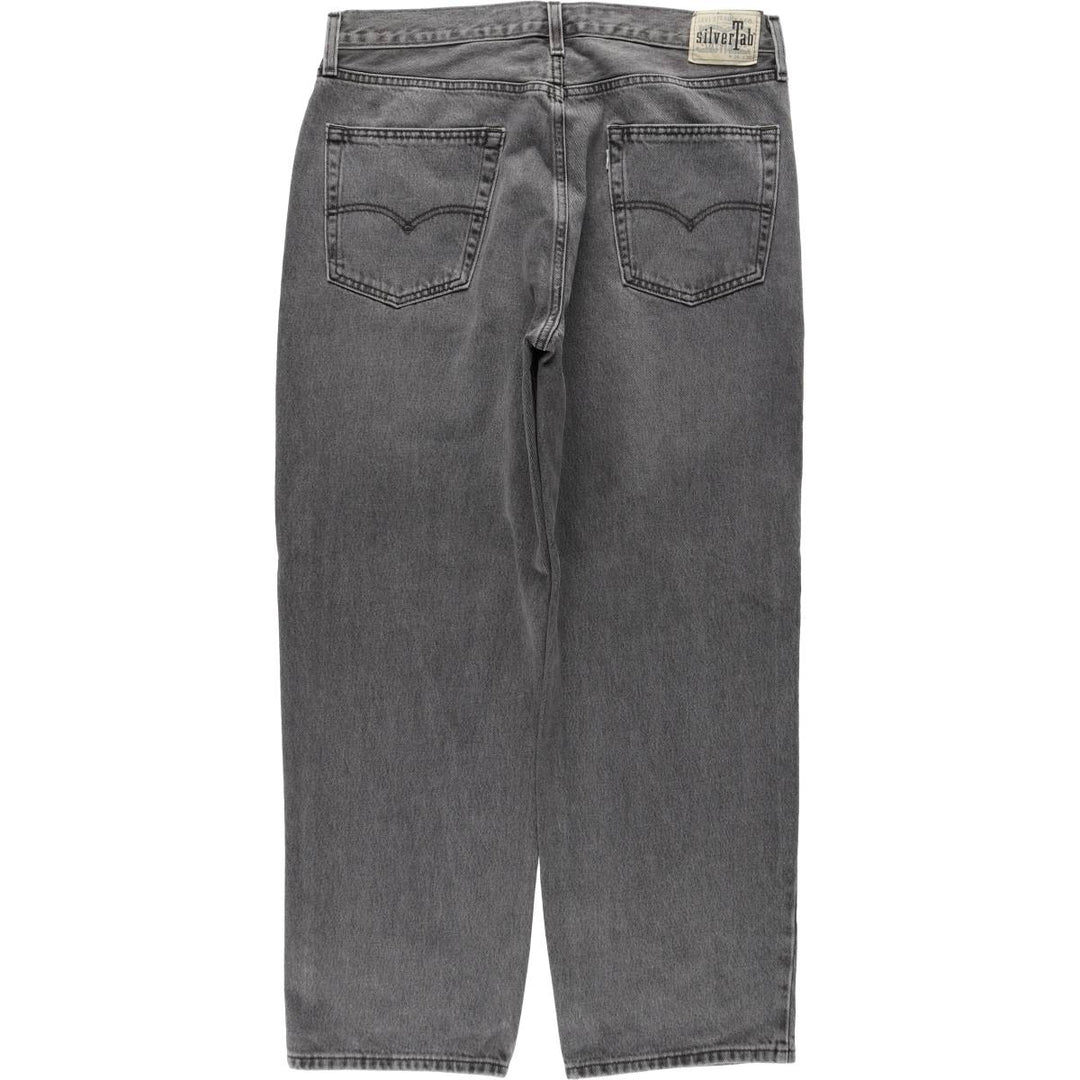 Levi's SILVER TAB Loose Black Denim Tapered Jeans, Men's Size W36 (approx.) cotton gray type Vintage Second Hand