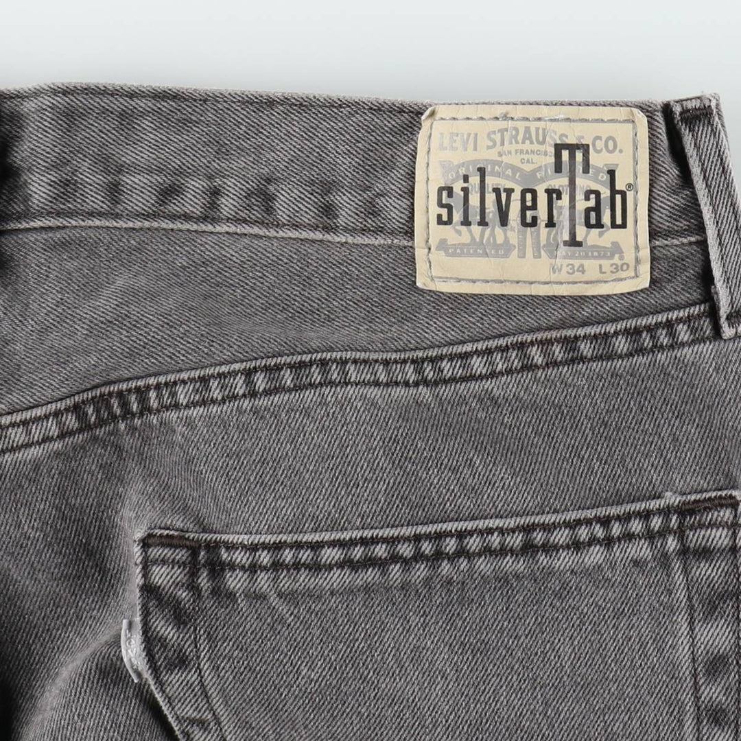 Levi's SILVER TAB Loose Black Denim Tapered Jeans, Men's Size W36 (approx.) cotton gray type Vintage Second Hand