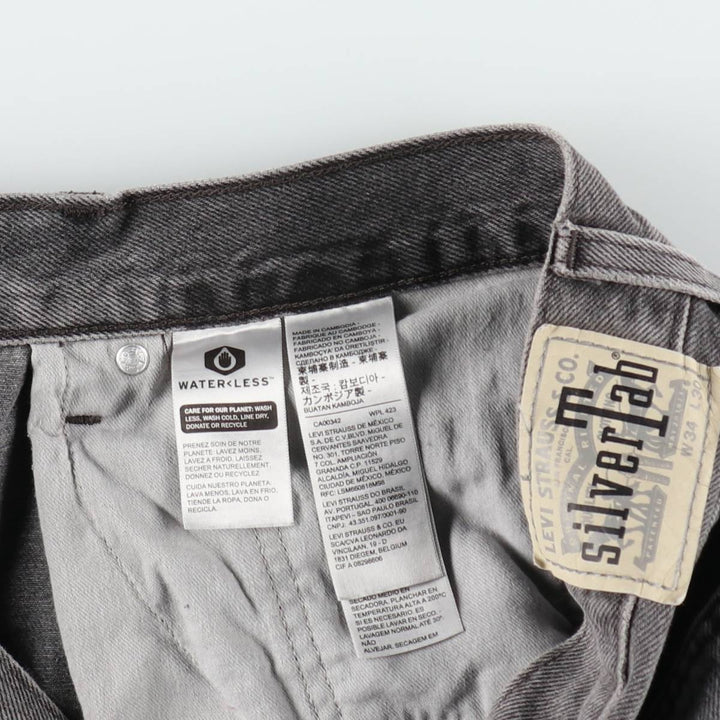 Levi's SILVER TAB Loose Black Denim Tapered Jeans, Men's Size W36 (approx.) cotton gray type Vintage Second Hand