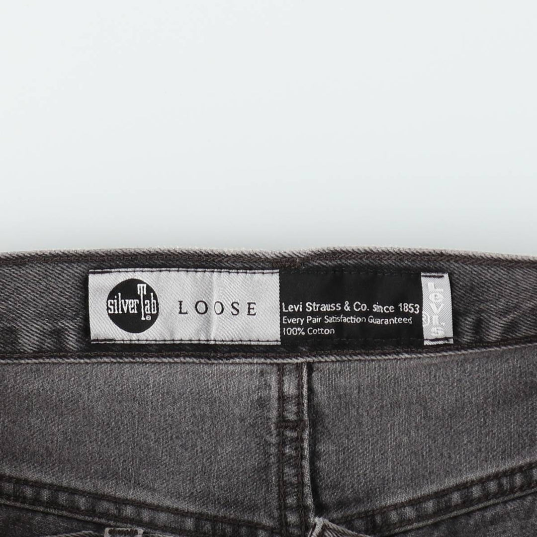 Levi's SILVER TAB Loose Black Denim Tapered Jeans, Men's Size W36 (approx.) cotton gray type Vintage Second Hand