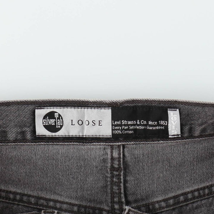 Levi's SILVER TAB Loose Black Denim Tapered Jeans, Men's Size W36 (approx.) cotton gray type Vintage Second Hand