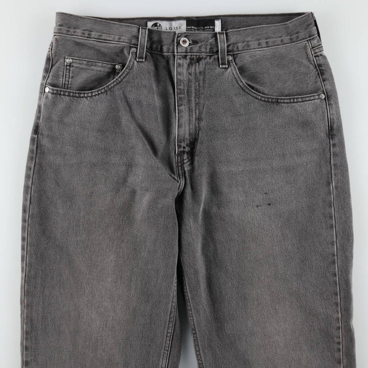 Levi's SILVER TAB Loose Black Denim Tapered Jeans, Men's Size W36 (approx.) cotton gray type Vintage Second Hand