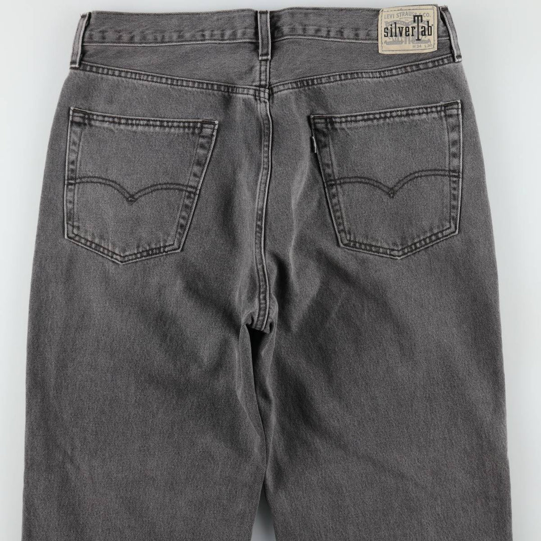 Levi's SILVER TAB Loose Black Denim Tapered Jeans, Men's Size W36 (approx.) cotton gray type Vintage Second Hand