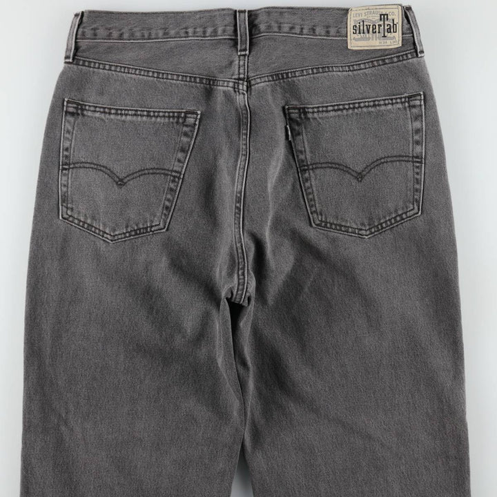 Levi's SILVER TAB Loose Black Denim Tapered Jeans, Men's Size W36 (approx.) cotton gray type Vintage Second Hand