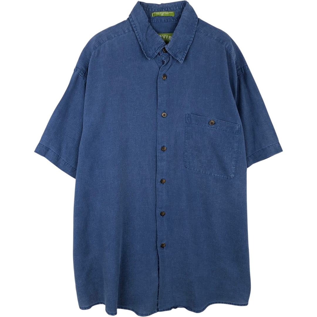 Orvis Short-Sleeve Tencel x Hemp Shirt, Men's Size XL (approx.) Hemp blue type Vintage Second Hand
