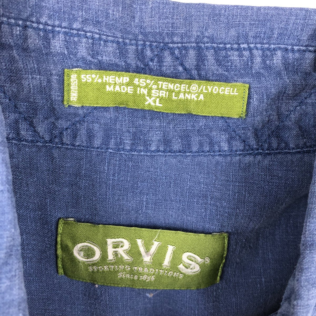 Orvis Short-Sleeve Tencel x Hemp Shirt, Men's Size XL (approx.) Hemp blue type Vintage Second Hand