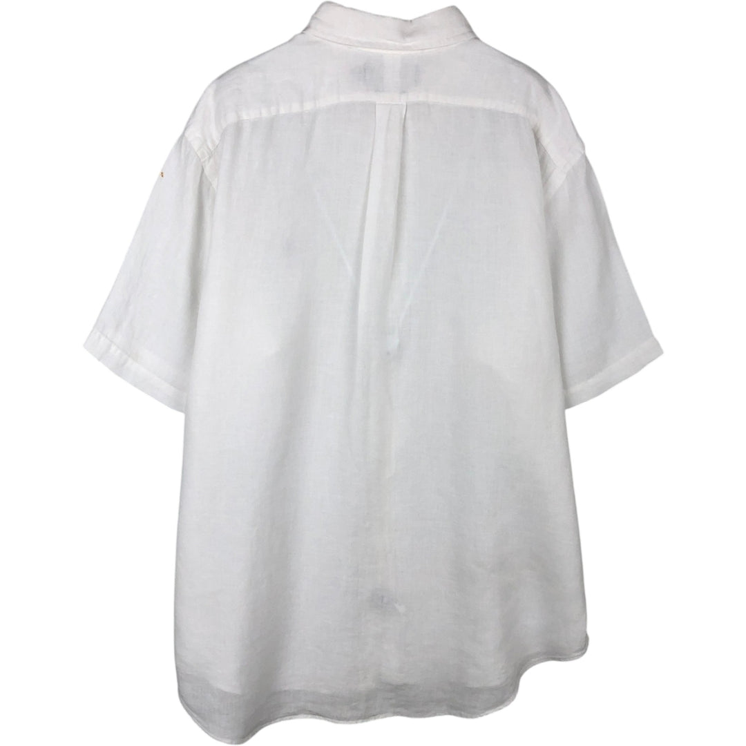 Ralph Lauren Classic Fit short sleeve linen button down shirt, men's size XL linen white type Vintage Second Hand