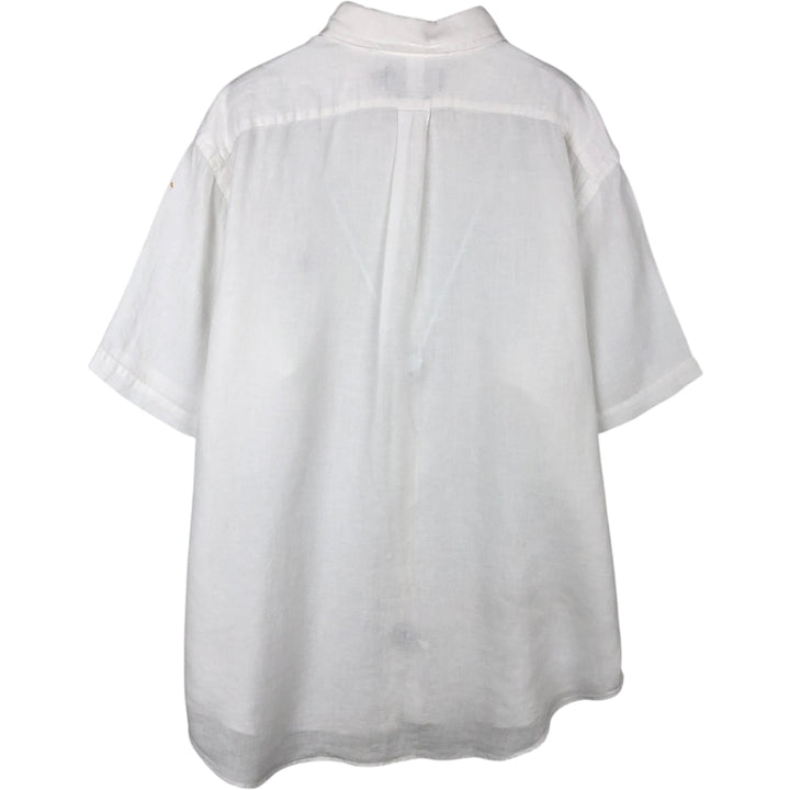 Ralph Lauren Classic Fit short sleeve linen button down shirt, men's size XL linen white type Vintage Second Hand