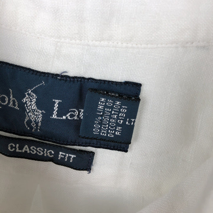 Ralph Lauren Classic Fit short sleeve linen button down shirt, men's size XL linen white type Vintage Second Hand