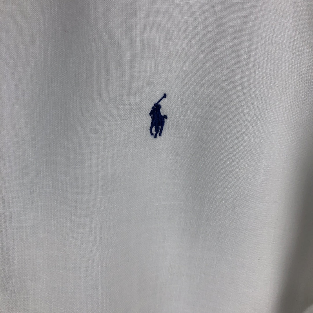 Ralph Lauren Classic Fit short sleeve linen button down shirt, men's size XL linen white type Vintage Second Hand