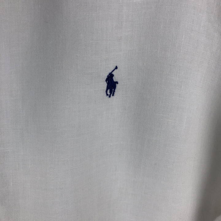 Ralph Lauren Classic Fit short sleeve linen button down shirt, men's size XL linen white type Vintage Second Hand
